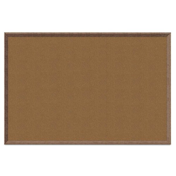 United Visual Products Decor Wood Combo Board, 60"x48", Walnut/White Porcelain & Black UV704DEFAB-WALNUT-WHTPORC-BLACK - main